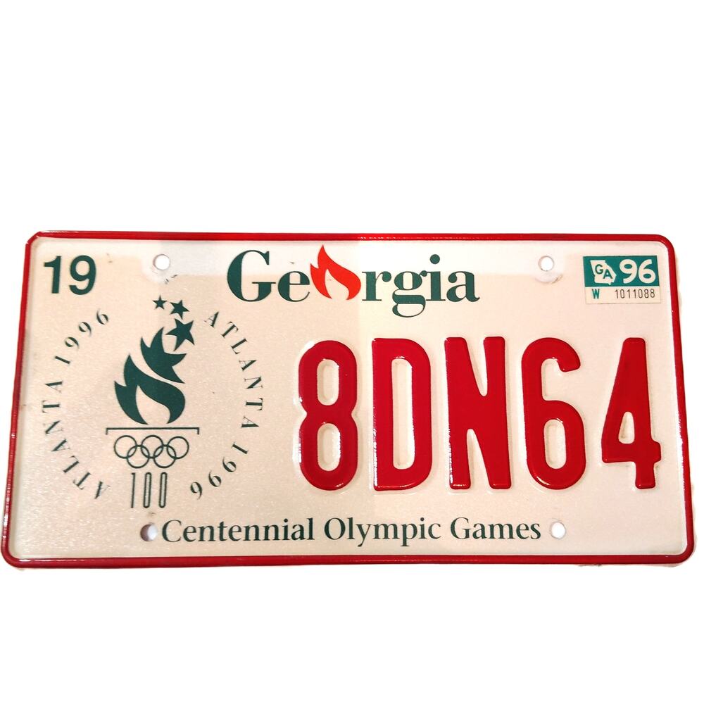 1996 Georgia Centennial Olympic Games Atlanta Vintage License Plate Tag
